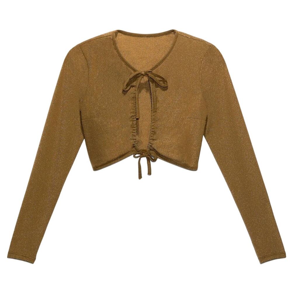 Savage X Fenty Sleep & Shine Long Sleeve Crop Top in Olive, Size 1X